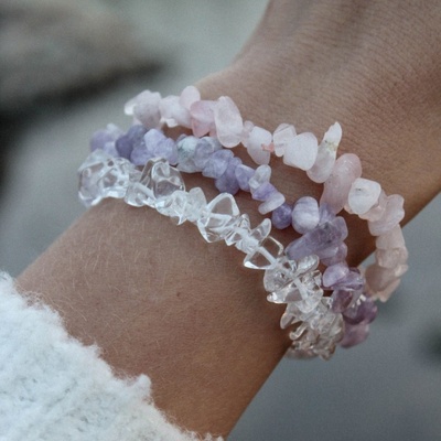 Prosperk náramky z minerálů Objetí sebelásky růženín ametyst křišťál S4063