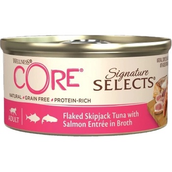 Wellness Core Cat Selects Flaked tuniak s lososom ve šťávě 79 g