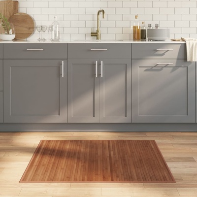 vidaXL Килим, правоъгълен, кафяв, 80x100 см, бамбук (376902)