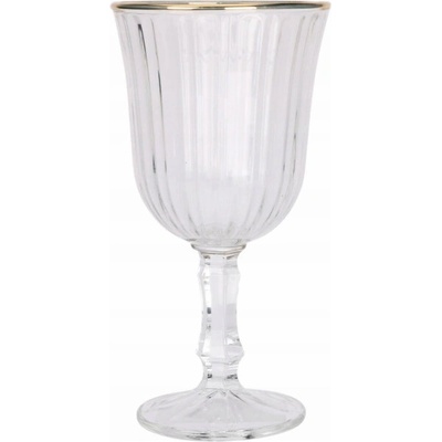 Vivalto Žebrovaná sklenice na víno se zlatým okrajem 240 ml