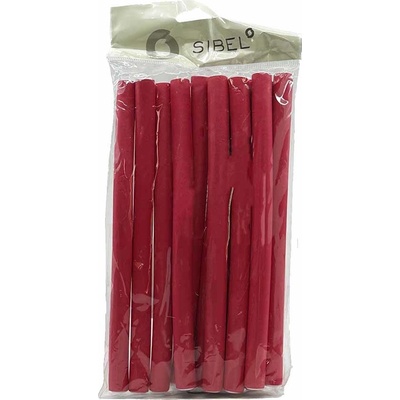 Sibel Flexi Mousse Curlers Short Red 18 cm x 12 mm 12 ks