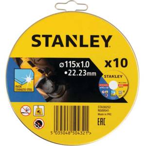 STANLEY - Режещ диск за неръждаема стомана и метали, 115x22, 2 мм, 10 бр. STA38252-XJ (STA38252-XJ)