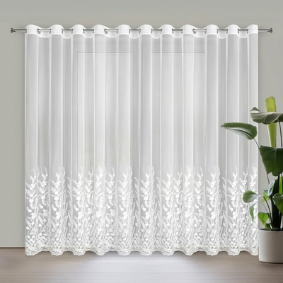 Takoy Bílá záclona ze síťoviny zdobená výšivkou 300x250 cm průchodka - TALINA-HF-479648 | 300 x 250 cm
