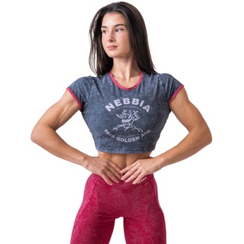 Nebbia Washed crop top tričko GOLDEN AGE 782 černé
