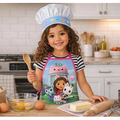 Max-fashion KFT Dětská zástěra GÁBININ KOUZELNÝ DOMEK v parku set s čepicí – Zboží Mobilmania