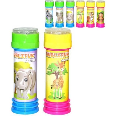 Bublifuk Safari zvířátka 55ml bublifukovač s hrou ve víčku 6 druhů