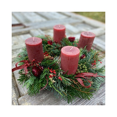 Balkonika Adventní věnec červený rustikální 30 cm