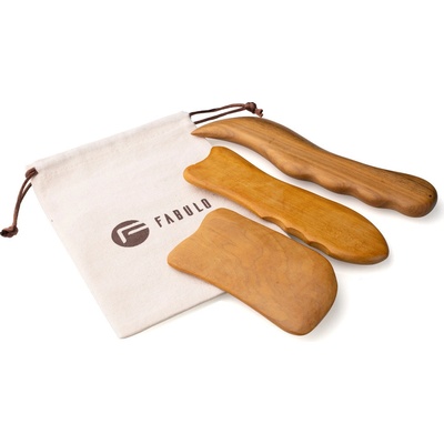 Fabulo Sada na obličejovou maderoterapii Gua Sha Set + dárek: plátěný pytlíček