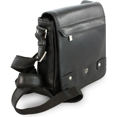 Malý černý pánský kožený crossbag s klopnou 215-1701-60