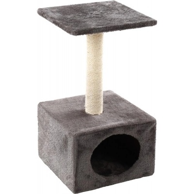 FLAMINGO Sassière Sassière Ecru Grey, катерушка и драскалка за коте, с къщичка, сива, 30х30х55 см, Белгия - 1031263