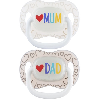 Canpol babies silikonový dudlík svítící Mum & Dad 2 ks – Sleviste.cz