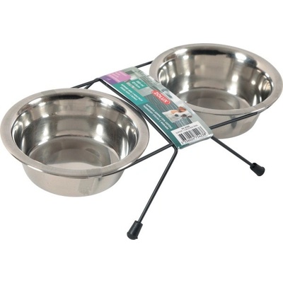 Miska nerez stojan+2 misky pes STEEL 0,7 l Zolux
