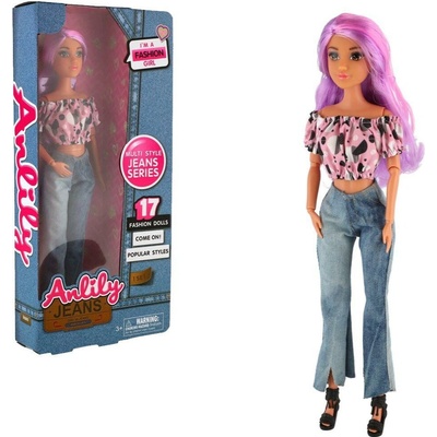 Teddies Bábika Anlily kĺbová Jeans 30cm