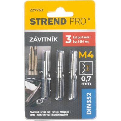 Závitník Strend Pro, M4, 0,7 mm, DIN352, bal. 3 ks
