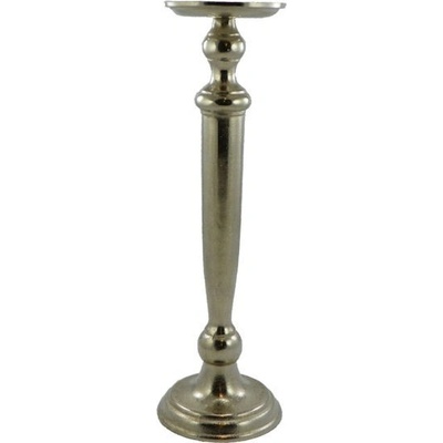 Stříbrný kovový svícen široký - Ø11* 39cm - Mars & More
