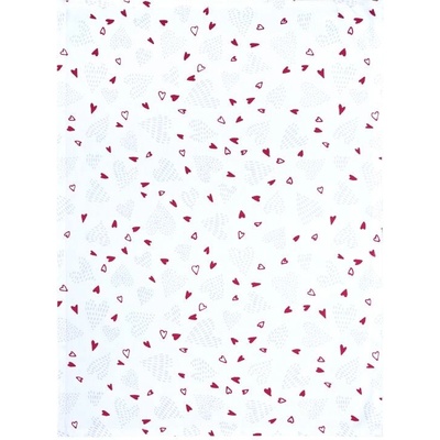 SCANquilt utěrka DEKORO srdíčka bíločervená 50 x 70 cm