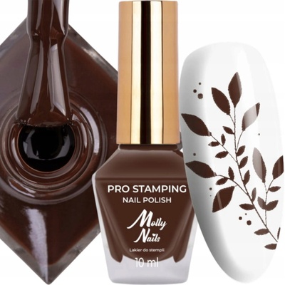 Lak na razítka MOLLYNAILS 10ml PRO Stamping pro zdobení, hnědý Č. 13
