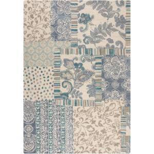 Flair Rugs Син/бежов ръчно изработен вълнен килим 200x290 cm Eloise Patchwork - Flair Rugs (503119380039)