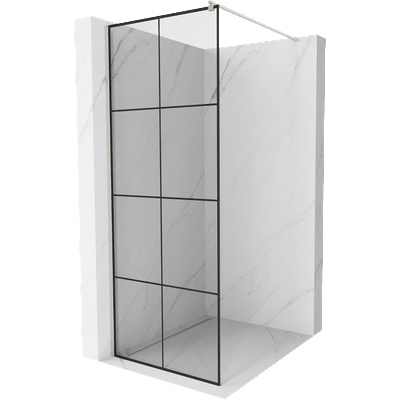 Mexen Kioto стъклена стена за душ Walk-in 90 x 200 см, черна решетка 8 мм, матиран никел - 800-090-101-97-77 (800-090-101-97-77)