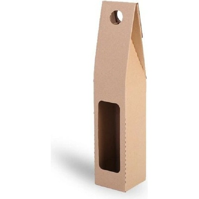 Model Pack Shop - obal na láhev vína s uchem 75 × 75 × 335 mm, hnědý