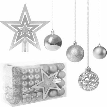 SPRINGOS Maxi 101-dielna sada vianočných ozdôb strieborná