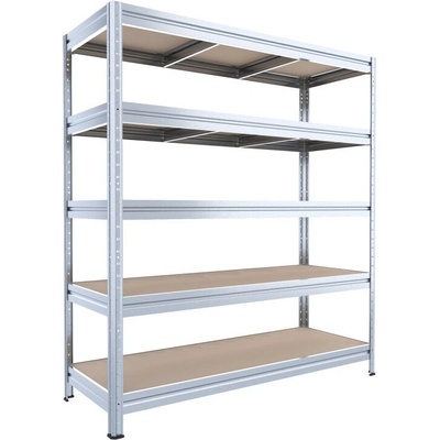 Biedrax Veľký regál do pivnice 60 x 160 x 180 cm, pozink, 5 políc MDF, nosnosť 400 kg na policu