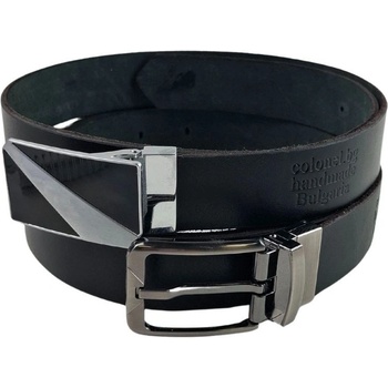 Мъжки официален колан от черен телешки бокс (6169)