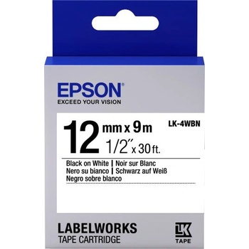 Epson Label Cartridge Standard Black/White 12mm (9m) етикетна лента Черен на бял фон (C53S654021) (C53S654021)