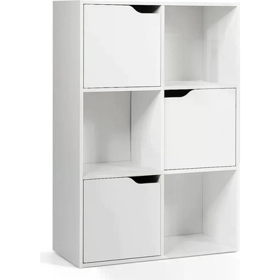 Costway Knihovna se 3 skříňkami a 3 policemi, bílá, 60x29x90 cm HW63873WH