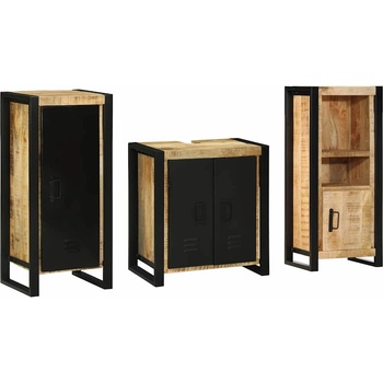 vidaXL Комплект мебели за баня с чекмедже 3 pcs Солидно мангово дърво (3305618)