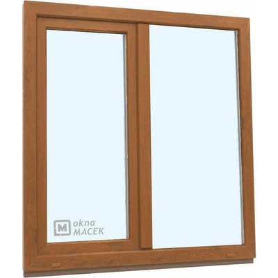 KÖMMERLING Plastové okno - 70 AD, 1200x1500 mm, FIX/OS, zlatý dub zlatý dub/bílá