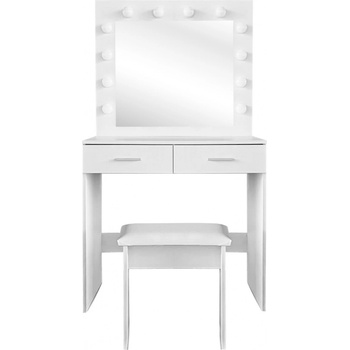 Aga Toaletní stolek se zrcadlem a osvětlením + taburet MRDT11-MW Matný bílý