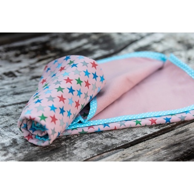 Přebalovací podložka větší hvězdičky na růžové Katka Černá 70 x 70