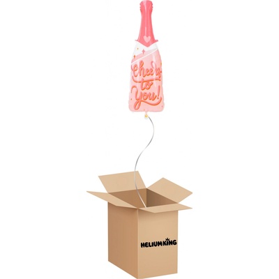 HeliumKing Balónový box Fľaša šampanského ružová 38 x 97 cm