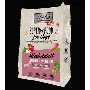 MAC's Monoprotein Mini - Пълноценна храна за израснали кучета от малки и мини породи, с прясно пуешко и сладък картоф, 7 кг