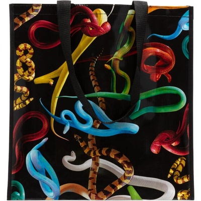 Nákupná taška TOILETPAPER SNAKES 42 cm, čierna, Seletti