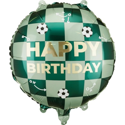 PartyDeco Fóliový balón Happy Birthday Futbal 35 × 35 cm