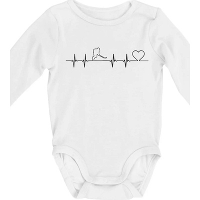 Hokejový hráč EKG Body kojenecké s dlouhým rukávem dlouhý rukáv bílé