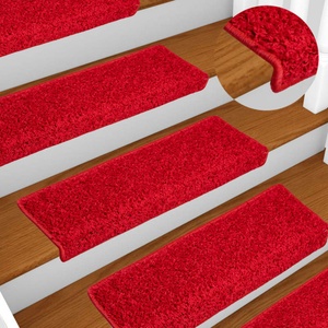 vidaXL Изтривалки за стълби, 10 бр. , 65x21x4 см, червени, правоъгълни, кант