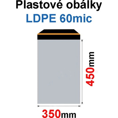Obálka zasílací plastová 350x450+40mm, 60mic, (50ks) samolepící PPZ57