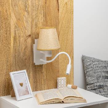 Brilagi - LED Аплик NUBILA 1xE27/25W/230V +LED/3W бял/светлокафяво (BG1559D)