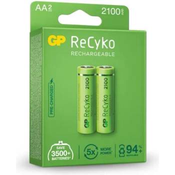 GP Batteries Акумулаторна Батерия GP R6 AA 2100mAh RECYKO 210AAHCE-EB2 NiMH 2 бр. в опаковка GP (GP-BR-210AAHCE-EB2)