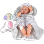 Moni Кукла-бебе Moni Toys - Със сиво одеялце и аксесоари, 36 cm (108306)