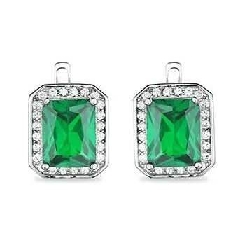 Image 1 of Swan Сребърни обици с изумруд и циркон EM791E Swan