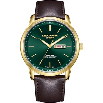 Lee Cooper LC08235.172 Мъжки часовник, Кафяв- Зелен циферблат, Кожена каишка