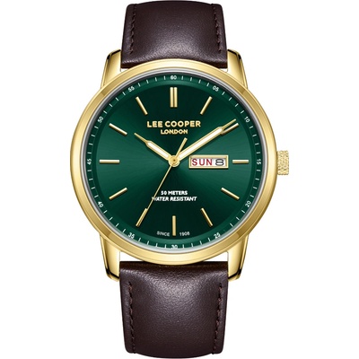 Lee Cooper LC08235.172 Мъжки часовник, Кафяв- Зелен циферблат, Кожена каишка