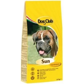 Dog Club Sun - Балансирана суха храна за израснали кучета с чувствителна кожа, със скариди, риба треска и картофи, 4 кг