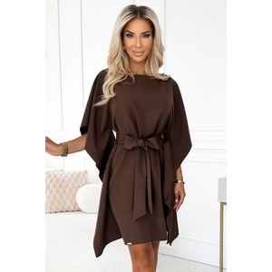 Numoco SOFIA Butterfly рокля с колан в талията - шоколадово numoco | Kafyav | ЖЕНИ | L-XL
