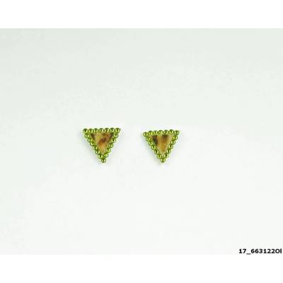 Swarovski náušnice trojúhelníček z paroží s Olivine Crystals a dříkem z chirurgické oceli 17663122 Ol