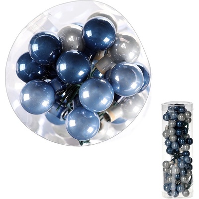 Autronic Ozdoby skleněné na drátku modro-bílé barvy pr15cm cena za 1 72ks VAK108-1,5